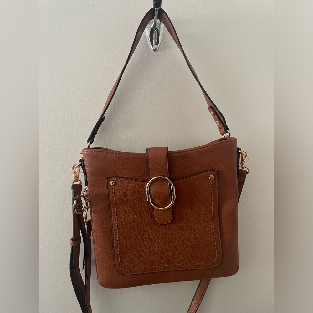 Poppy & Peonies Brown Crossbody Bag